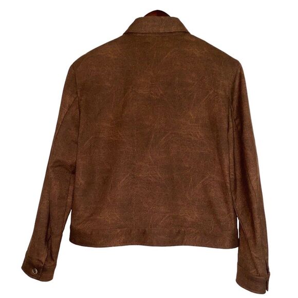 Conrad C Distressed Leather Look Brown Jacket sz 6 - Picture 2 of 5